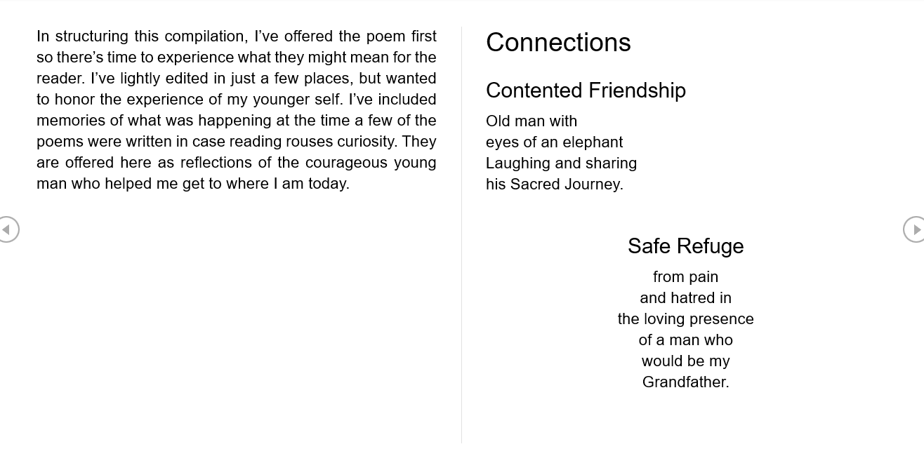 Open poetry book showing before interior typesetting.